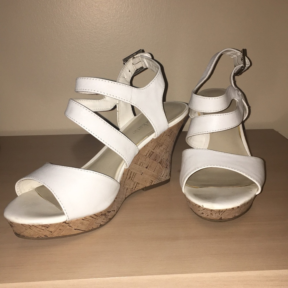 White strap wedges